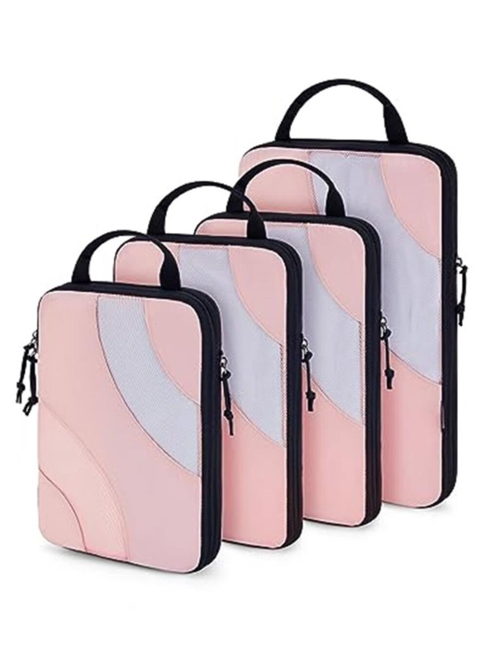 Compression Packing Cubes Set of 4 Pink Travel Luggage Organizer Suitcase Bags